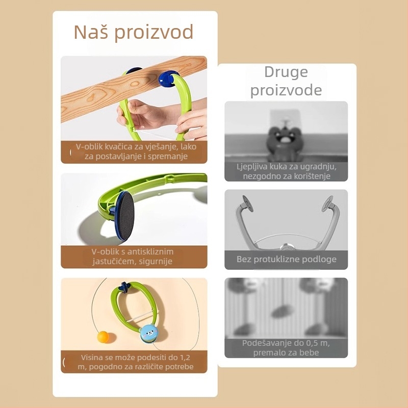 Trening stolnog tenisa za djecu – visi na vratima, unutarnja uporaba, PP materijal, mogućnost prilagodbe