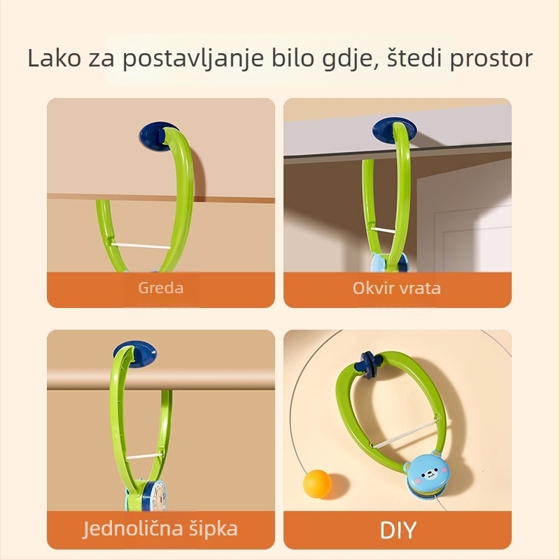 Trening stolnog tenisa za djecu – visi na vratima, unutarnja uporaba, PP materijal, mogućnost prilagodbe