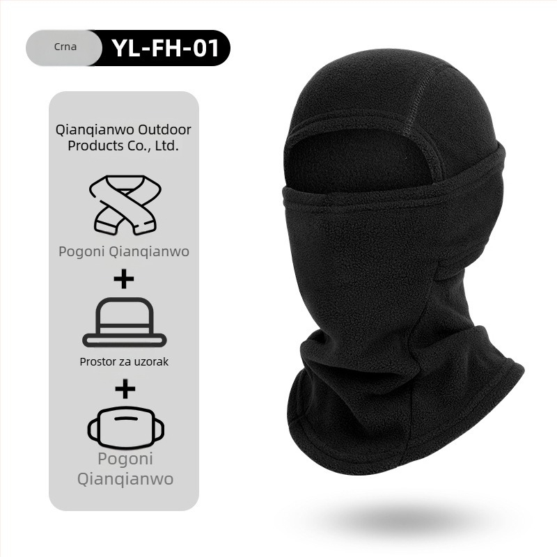 Maska za biciklizam s kapuljom otporna na vjetar, fleece podstava, unisex, poliester – marka Qianqianwo