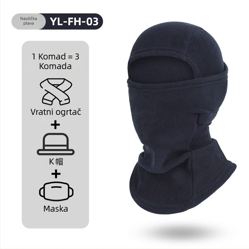 Maska za biciklizam s kapuljom otporna na vjetar, fleece podstava, unisex, poliester – marka Qianqianwo