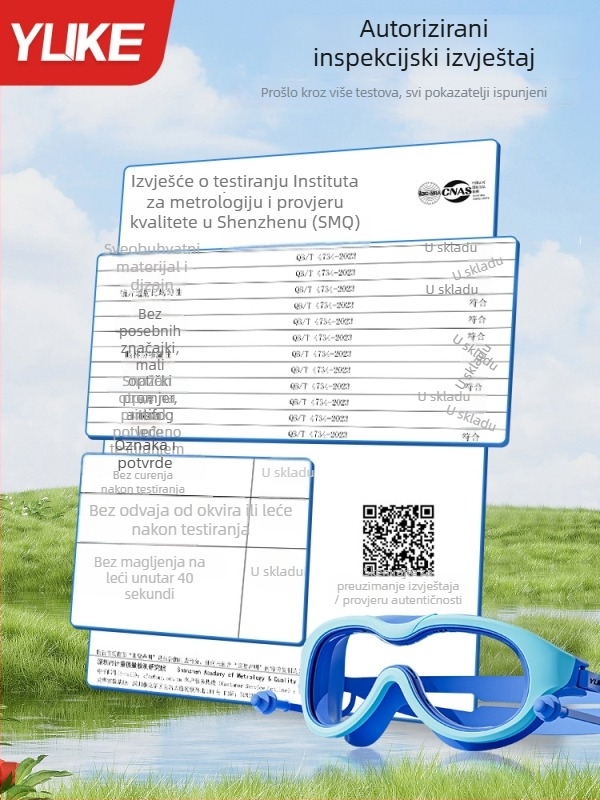 Dječje plivačke naočale s velikim okvirom, protiv zamagljivanja, vodootporne, HD jasnost, set s kapom za kupanje