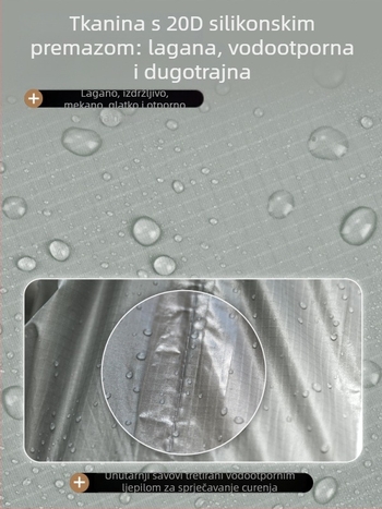 Torba s silikonovim premazom, vodootporna za vanjske vodne aktivnosti, lagana i minimalistička; materijal: 20D silikonom premazana tkanina; namjena: ronjenje, planinarenje, plaža, plivanje