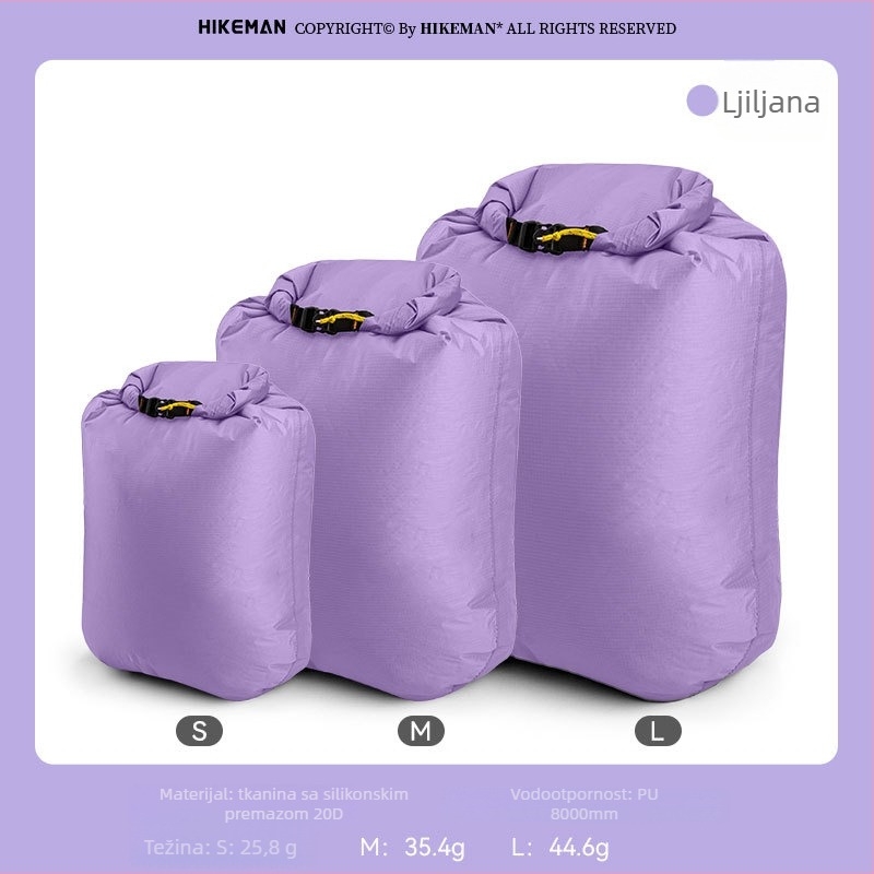 Torba s silikonovim premazom, vodootporna za vanjske vodne aktivnosti, lagana i minimalistička; materijal: 20D silikonom premazana tkanina; namjena: ronjenje, planinarenje, plaža, plivanje
