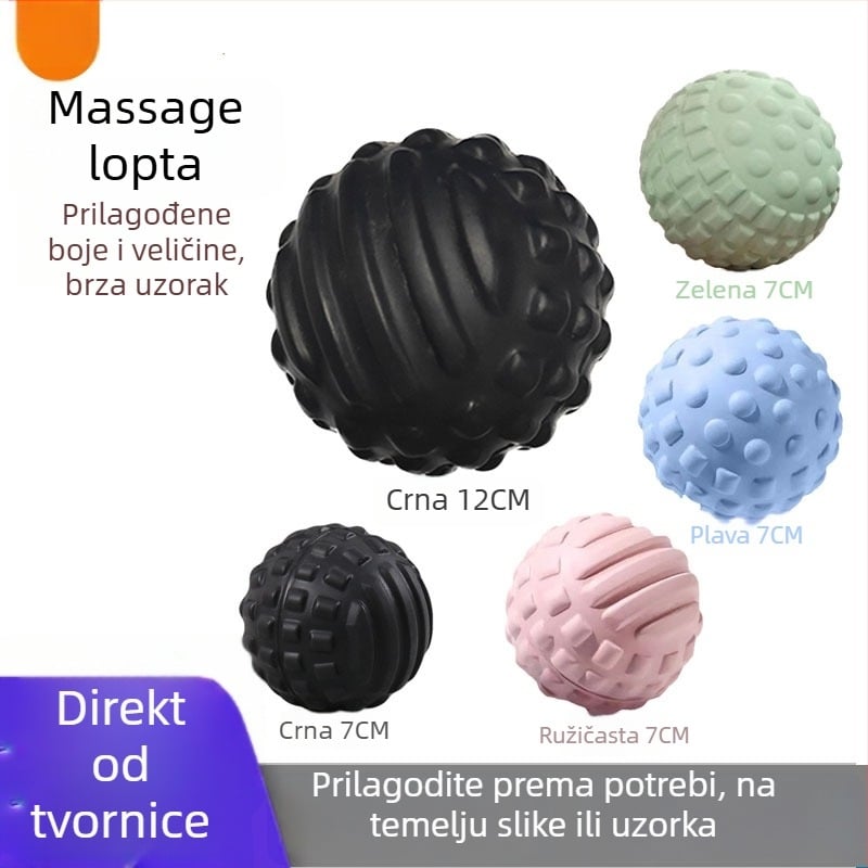 Sierjie PU lopta za masažu stopala s bodljama, fascia masaža za jogu, promjer 70 mm, 60 g, nije naduta