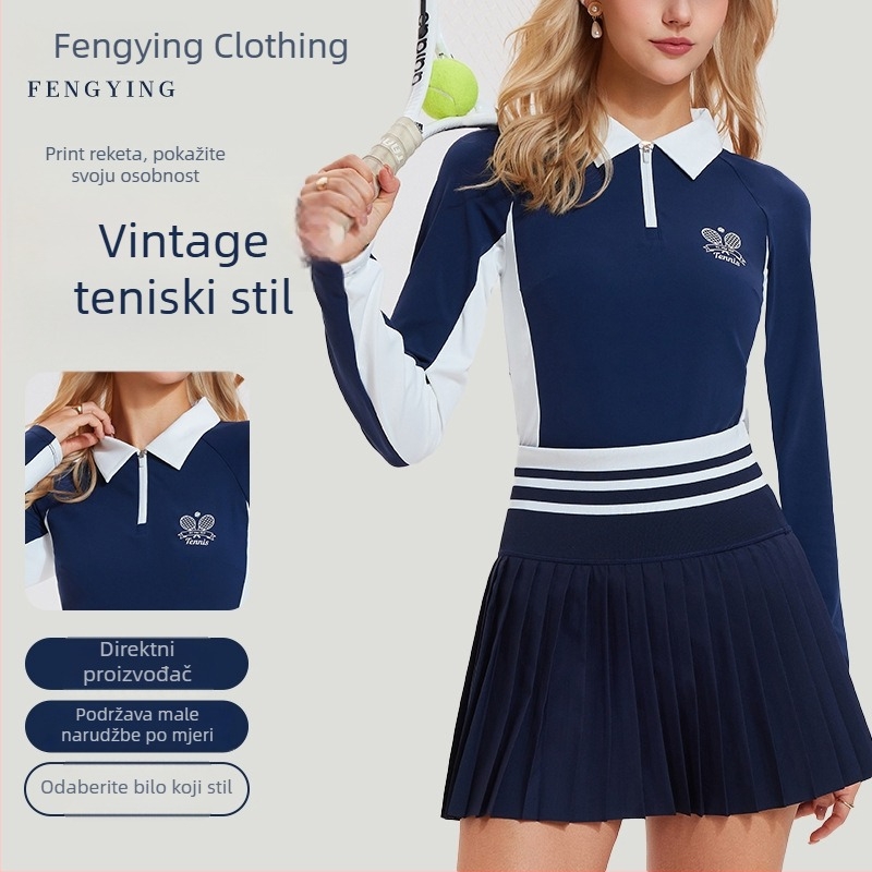 Ženski prozračni sportski top za badminton i tenis, novi stil s personaliziranim printom, pogodan za trčanje i jogu, jesensko-zimska trenirka.