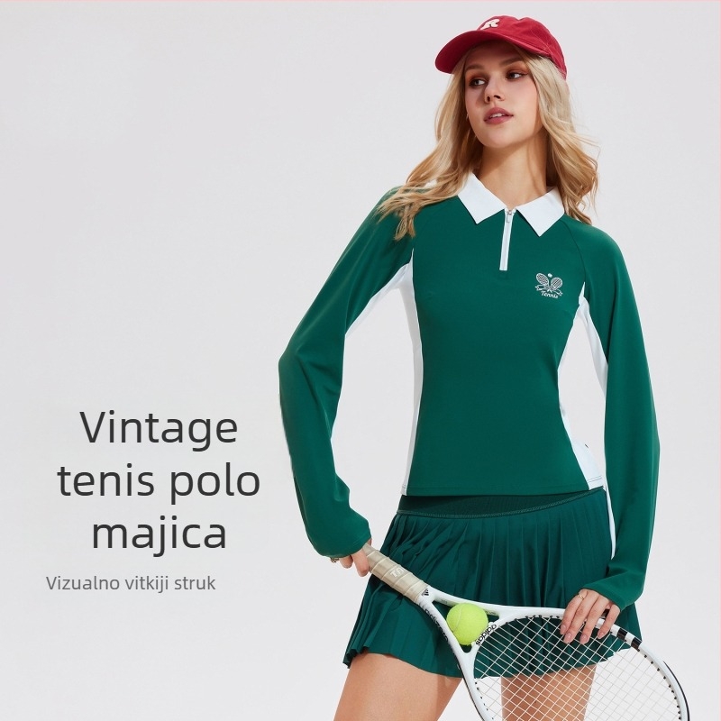 Ženski prozračni sportski top za badminton i tenis, novi stil s personaliziranim printom, pogodan za trčanje i jogu, jesensko-zimska trenirka.