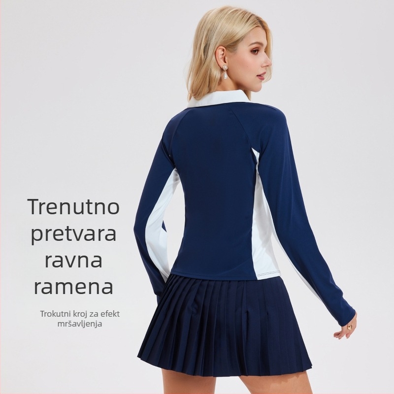 Ženski prozračni sportski top za badminton i tenis, novi stil s personaliziranim printom, pogodan za trčanje i jogu, jesensko-zimska trenirka.