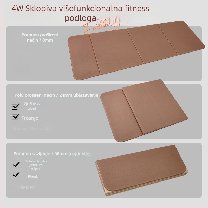 POE joga prostirka, 8 mm debljina, sklopiva, protuklizna, tiha