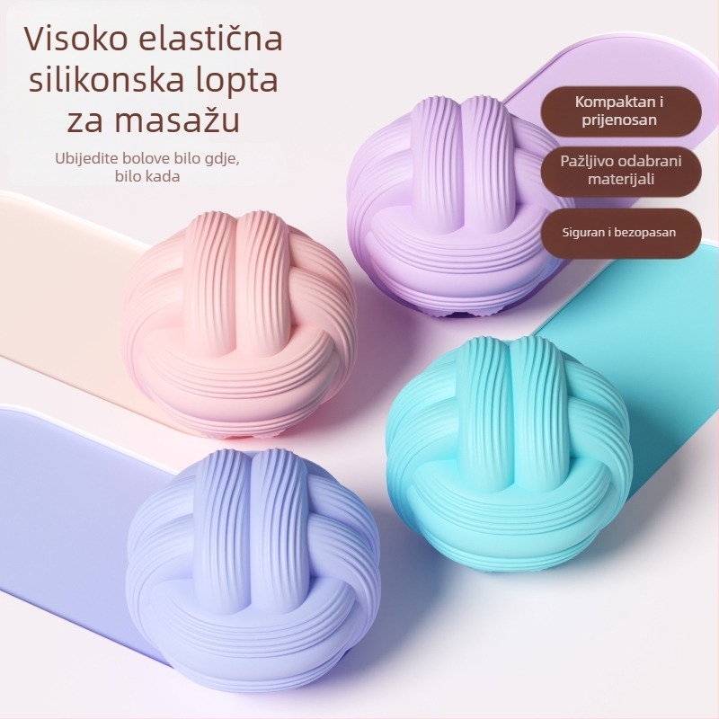 Silikonska fasijska masažna lopta za jogu – ne napuhuje, opuštanje mišića struka i leđa, masaža akupunkturnih točaka na vratu i lukama stopala, težina 240 g