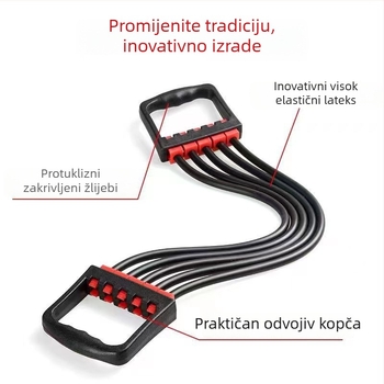 Proširivač prsnog koša – višenamjenski uređaj za trening mišića prsnog koša i ruku, materijal TPR, otpornost 5. razine, elastična traka, pogodna za djecu, tinejdžere i odrasle