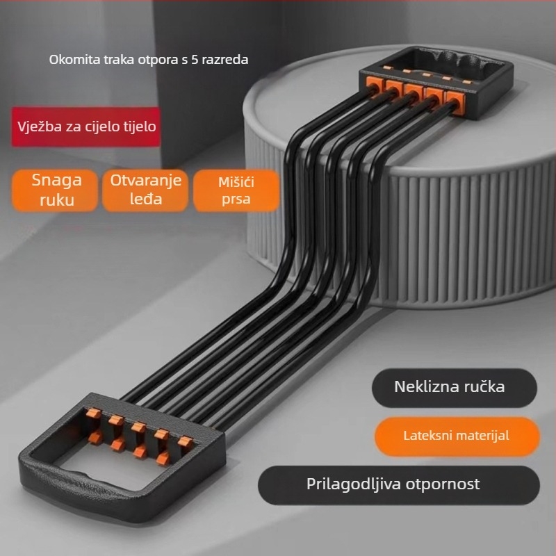 Proširivač prsnog koša – višenamjenski uređaj za trening mišića prsnog koša i ruku, materijal TPR, otpornost 5. razine, elastična traka, pogodna za djecu, tinejdžere i odrasle