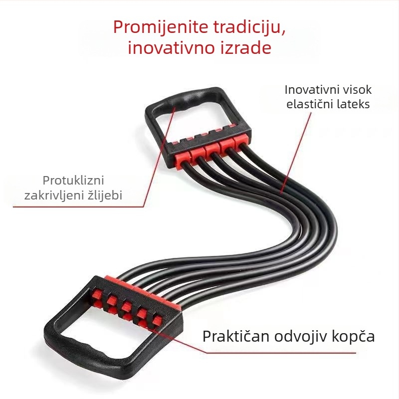 Proširivač prsnog koša – višenamjenski uređaj za trening mišića prsnog koša i ruku, materijal TPR, otpornost 5. razine, elastična traka, pogodna za djecu, tinejdžere i odrasle