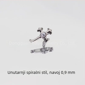 Naušnice u križu od titanijeve legure F136, vintage stil, s 5A cirkonom za piercing uha