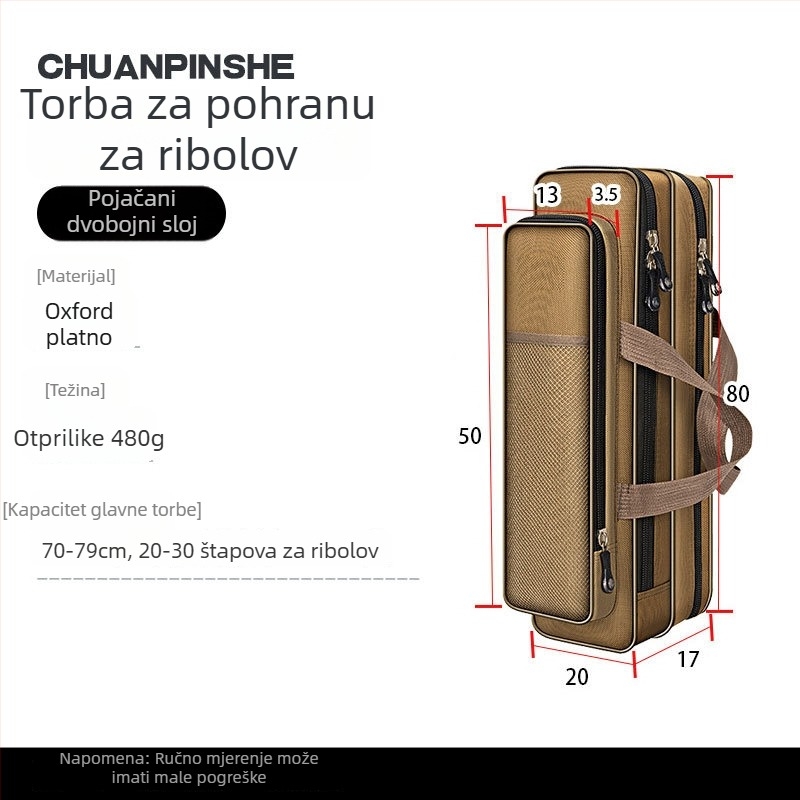 Torba za štapove za ribolov od Oxford platna, velik kapacitet, prijenosna i lagana, pogodna za kratke štapove, nije vodootporna
