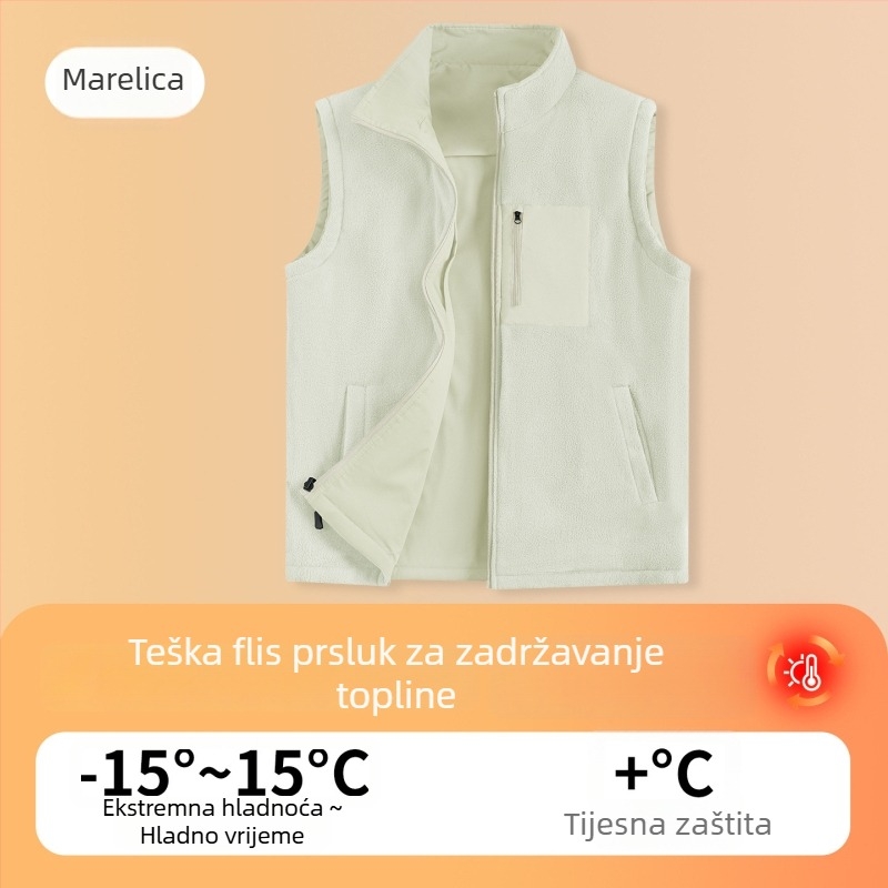 Muška fleece vesta s dvostrukim flisom, stojeći ovratnik, topla zima