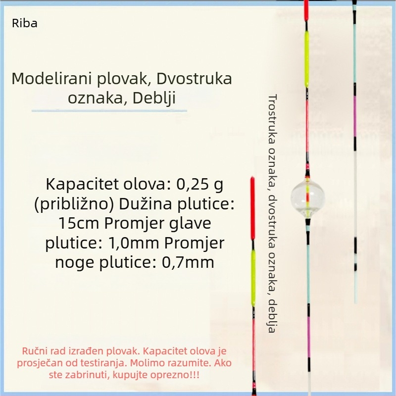 Plastični plovak za ribolov, vertikalni drift, s dvije oči, ojačani vodilica, visoka osjetljivost, plitko ribolov