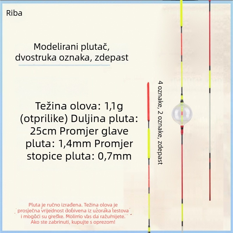 Plastični plovak za ribolov, vertikalni drift, s dvije oči, ojačani vodilica, visoka osjetljivost, plitko ribolov