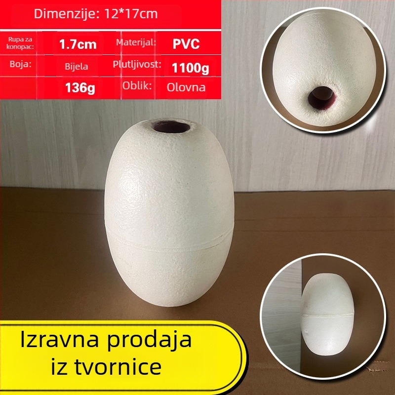 Ovalna PVC pjena plutnja za mreže, plastična ribolovna plutnja