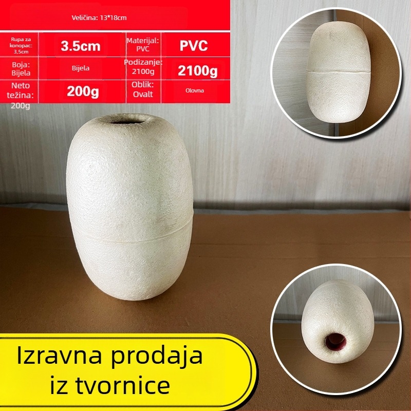 Ovalna PVC pjena plutnja za mreže, plastična ribolovna plutnja