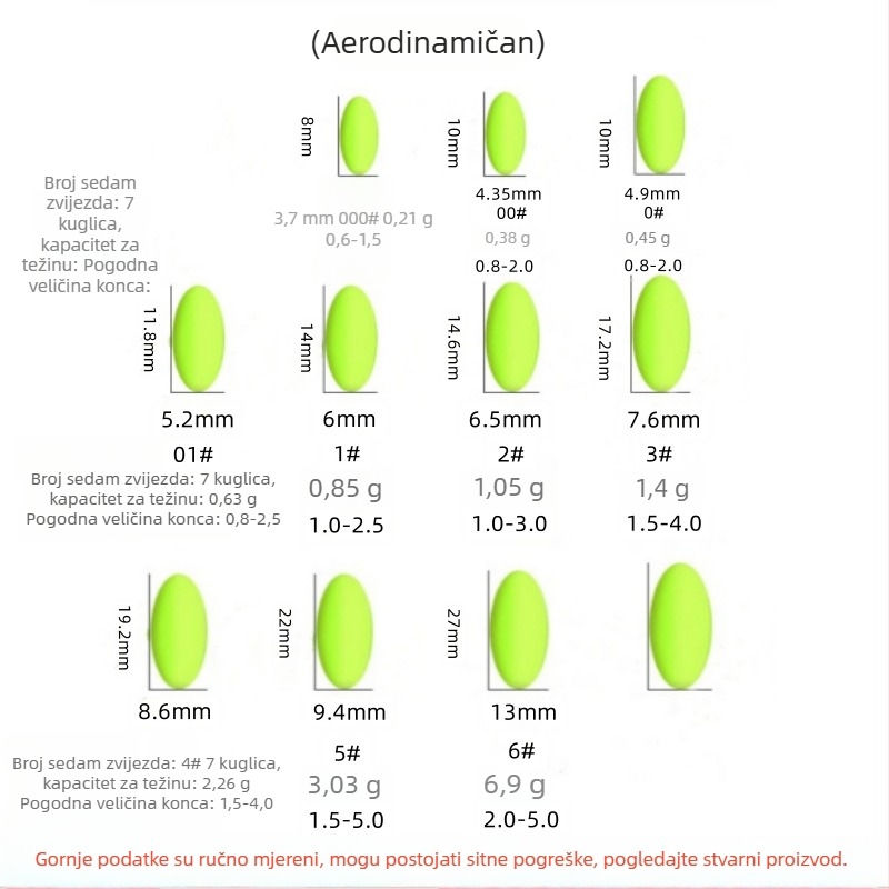 Pluta od pjene sa sedam zvjezdica, cilindrični oblik, maslinastog oblika dizajn za tradicionalni ribolov