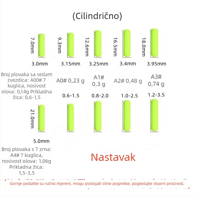 Pluta od pjene sa sedam zvjezdica, cilindrični oblik, maslinastog oblika dizajn za tradicionalni ribolov