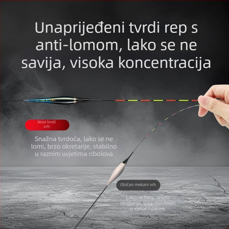 Mermaid vertikalna drift pluta s elektroničkim senzorom za ugriz, kompozitno tijelo, tvrdi rep, dnevno/noćna upotreba