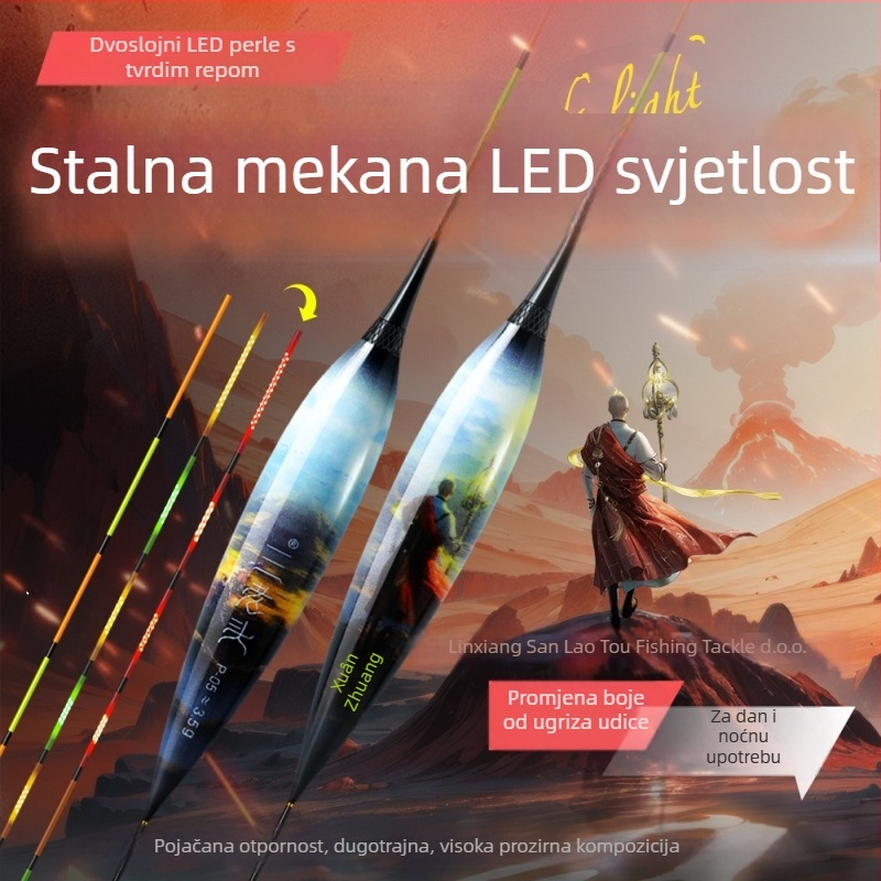 Elektronička plutača za ribolov s LED — visoka osjetljivost, osvijetljena, dnevno/noćno dvostruko korištenje, kompozitni materijal