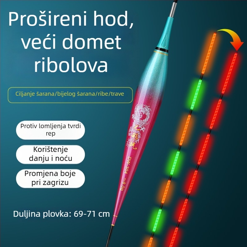 Elektronički plovak za ribolov s promjenom boje i gravitacijskim signalom, za dnevnu i noćnu upotrebu, debeli i upečatljivi