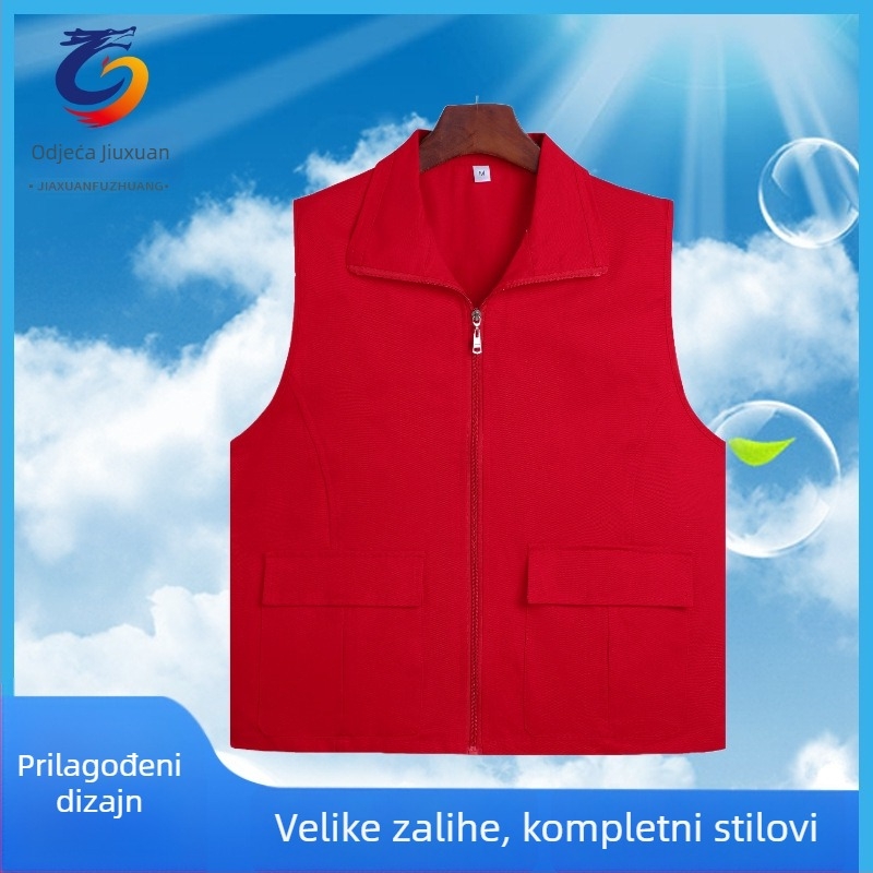 Reklamni prsluk za volontere – Materijal: 100% pamuk; Zatvaranje: zip; Podstava: najlon; Ovratnik: klasičan