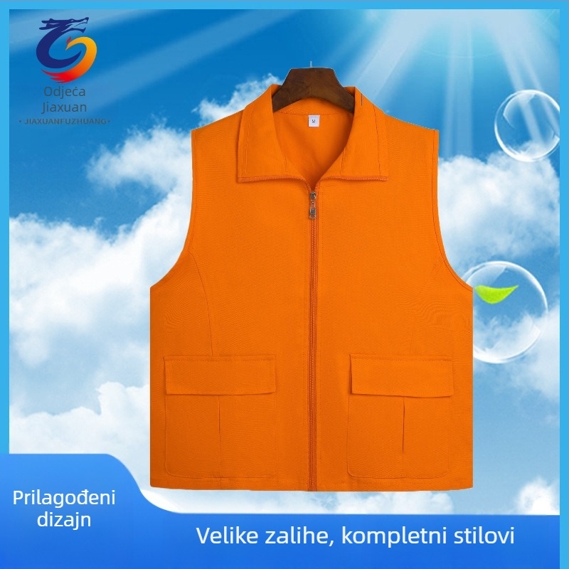 Reklamni prsluk za volontere – Materijal: 100% pamuk; Zatvaranje: zip; Podstava: najlon; Ovratnik: klasičan