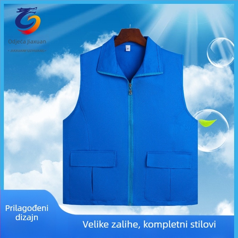 Reklamni prsluk za volontere – Materijal: 100% pamuk; Zatvaranje: zip; Podstava: najlon; Ovratnik: klasičan