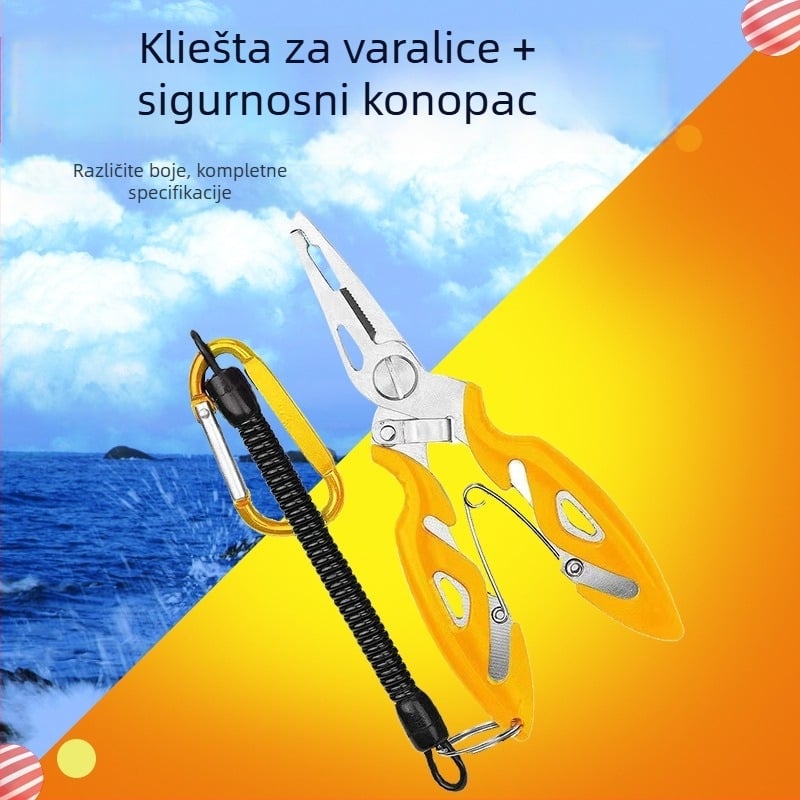 BF Klešta za mamce s sigurnosnim uzetom, povlačni kaiš, uklanjač kuka od nehrđajućeg čelika, ribarske škare