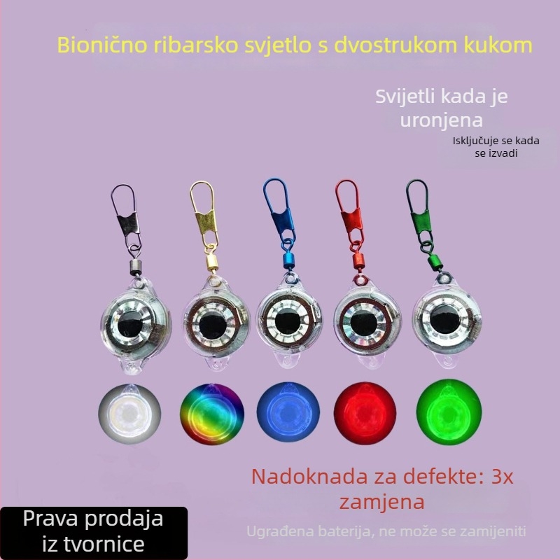 Mai Bachang Podvodna svjetleća mamac sa Fish-Eye tipkom, vodootporna LED za noćni ribolov, polikarbonat
