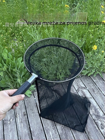 Prijenosna mreža za prijevoz ribe – za velike ribe, okvir od nehrđajućeg čelika i aluminij, mreža s džepom
