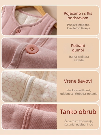 Dječji pamučni prsluk s počesanom tkaninom, prugasti uzorak, unutarnja pamučna podstava, poliester punilo, unisex