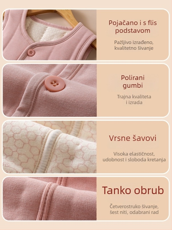 Dječji pamučni prsluk s počesanom tkaninom, prugasti uzorak, unutarnja pamučna podstava, poliester punilo, unisex