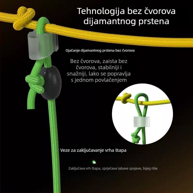 Diamantski prsten bez čvora – gotav glavni linijski set, najlon linija, dvostruko učvršćivanje, nadograđen brzi zatvarač