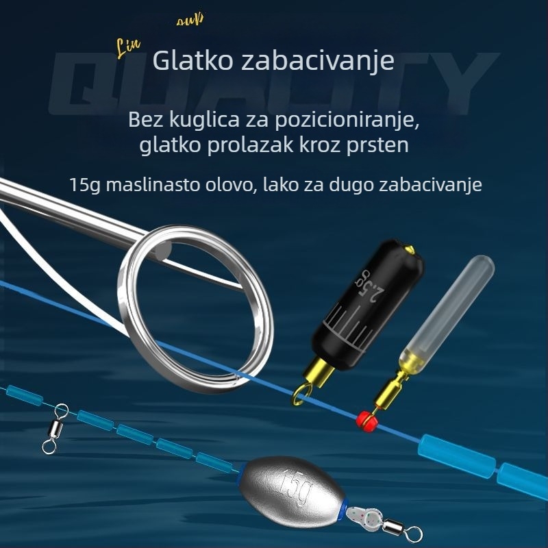 Automatski set linije za otkrivanje dna s plutom, za dnevnu i noćnu upotrebu, za duga bacanja, s fiksnim plutom