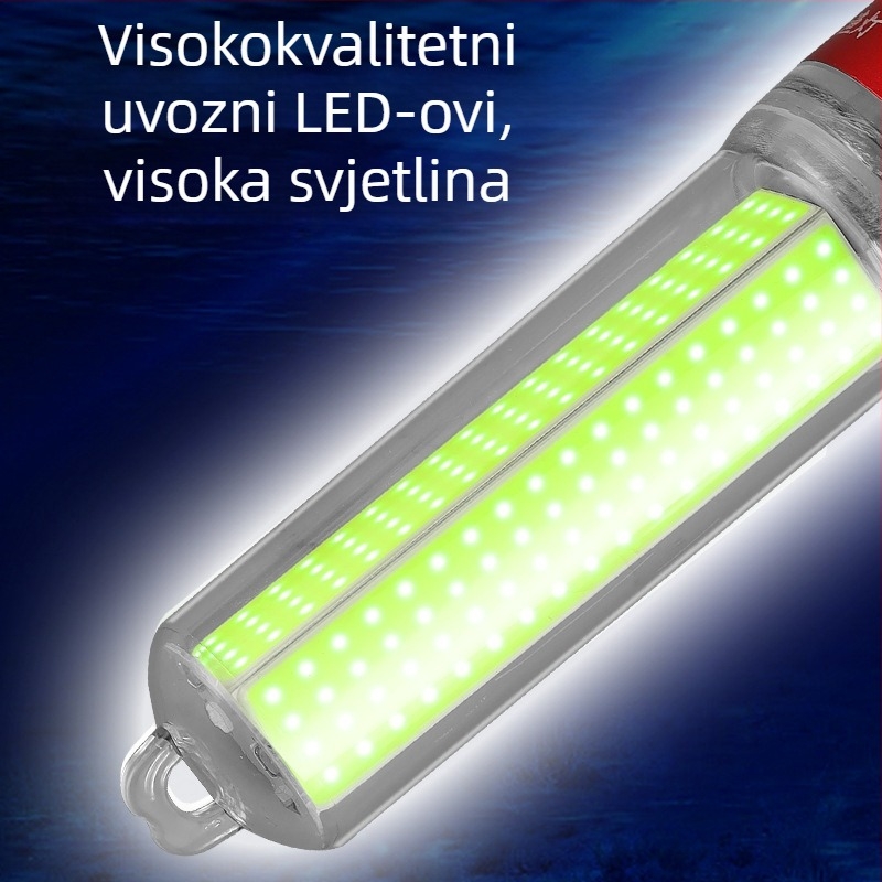 LED podvodna lampica za ribolov, ABS kućište, vodootporna, visoka snaga, punjač uključen