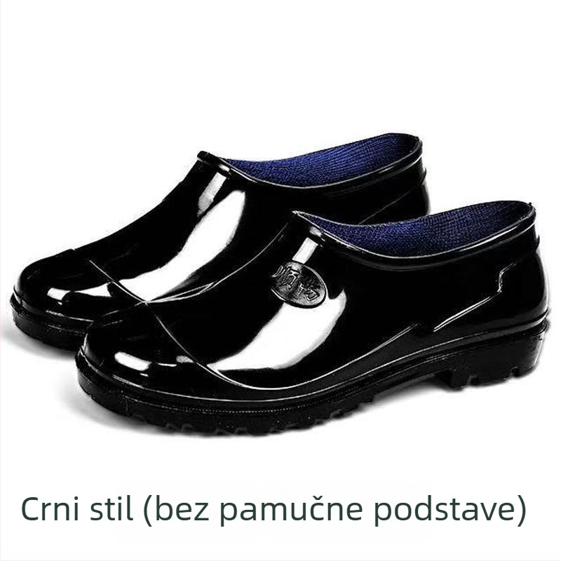 Muške niske kišne čizme s flis podstavom, tople, vodootporne, protuklizne, otporne na habanje, izgled umjetne kože