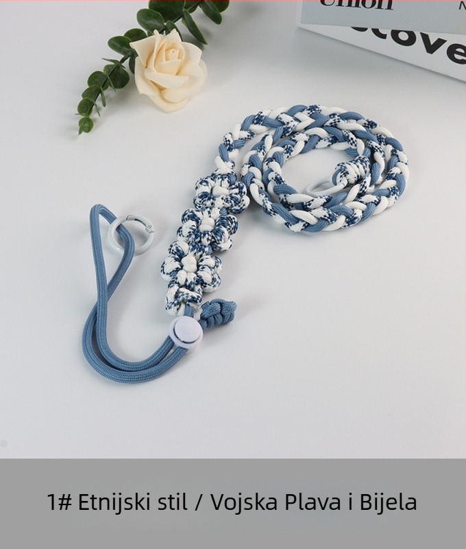 Kabel za telefon s tkanim cvjetnim uzorkom, podesiv, unisex, ručno izrađeno, poliester, plastična kopča, Jing Orange