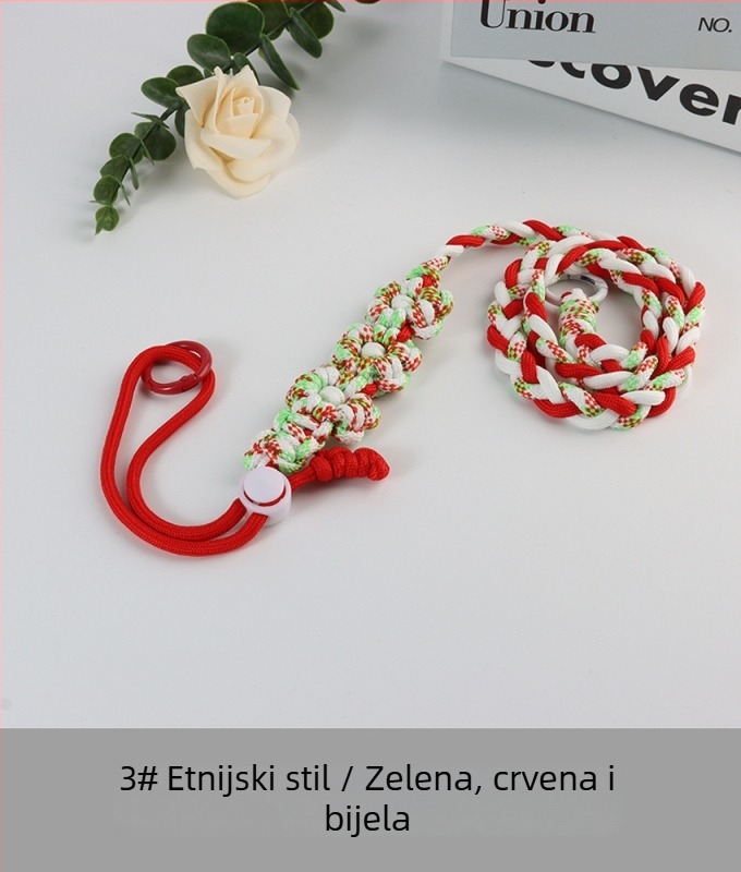 Kabel za telefon s tkanim cvjetnim uzorkom, podesiv, unisex, ručno izrađeno, poliester, plastična kopča, Jing Orange