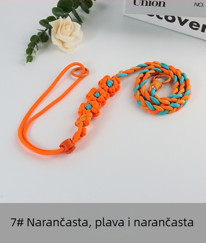 Kabel za telefon s tkanim cvjetnim uzorkom, podesiv, unisex, ručno izrađeno, poliester, plastična kopča, Jing Orange