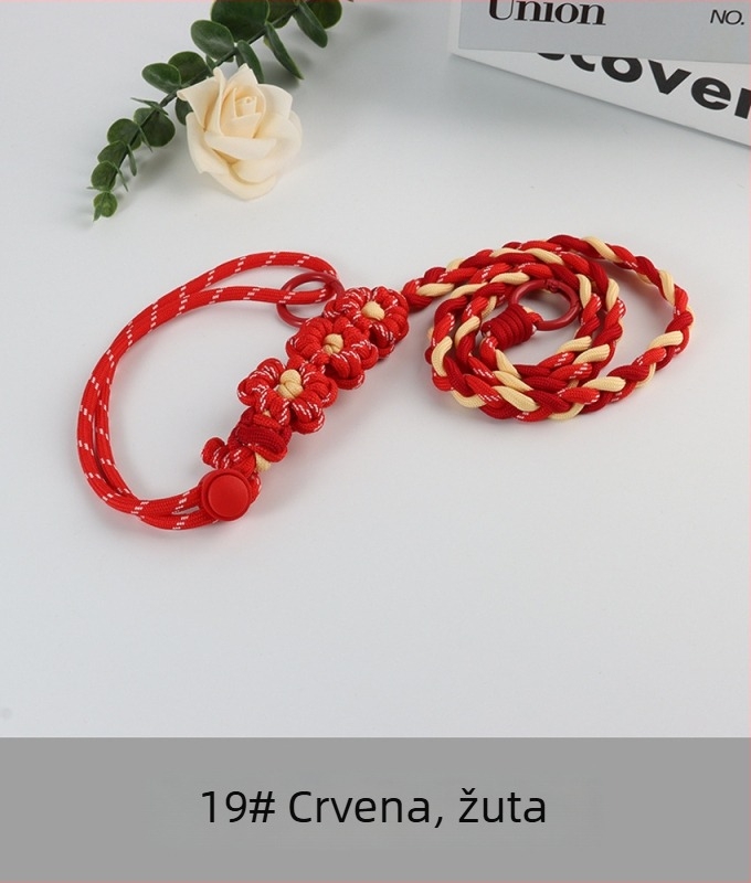 Kabel za telefon s tkanim cvjetnim uzorkom, podesiv, unisex, ručno izrađeno, poliester, plastična kopča, Jing Orange