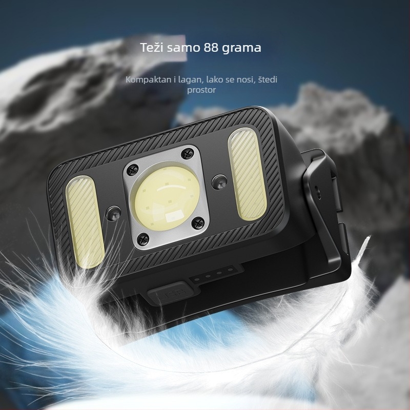 Vanjska čelna svjetiljka s COB LED, 8W, baterija 18650 1200mAh, Punjiva, vodootporna, domet do 50 m