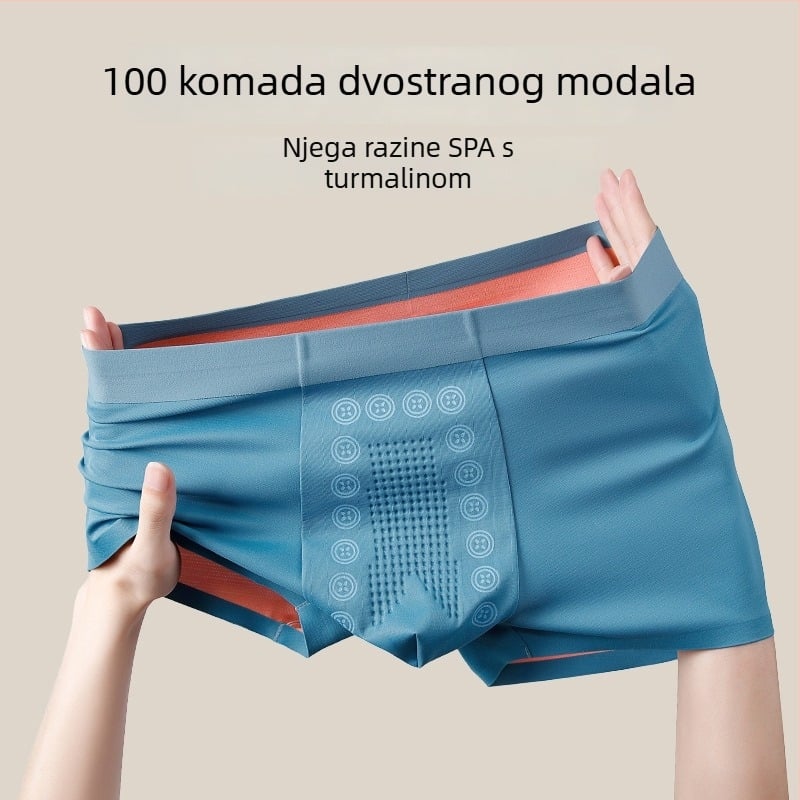 100S Modal muške bokserice s srednjim strukom, bez šavova, prozračne, antibakterijske s negativnim ionima