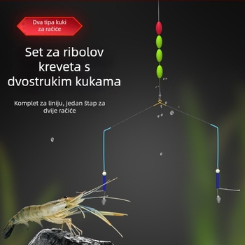 Set najlonske linije za lov škampi s dvostrukim udicama – najlon konac, za rakove i riječne škampi