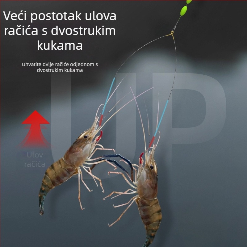 Set najlonske linije za lov škampi s dvostrukim udicama – najlon konac, za rakove i riječne škampi