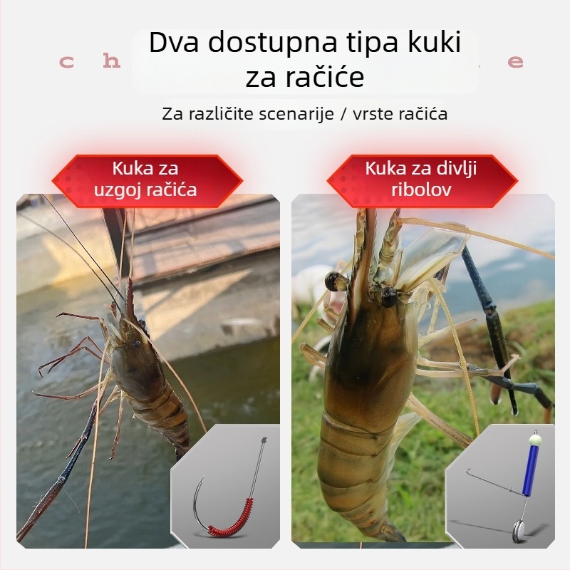 Set najlonske linije za lov škampi s dvostrukim udicama – najlon konac, za rakove i riječne škampi