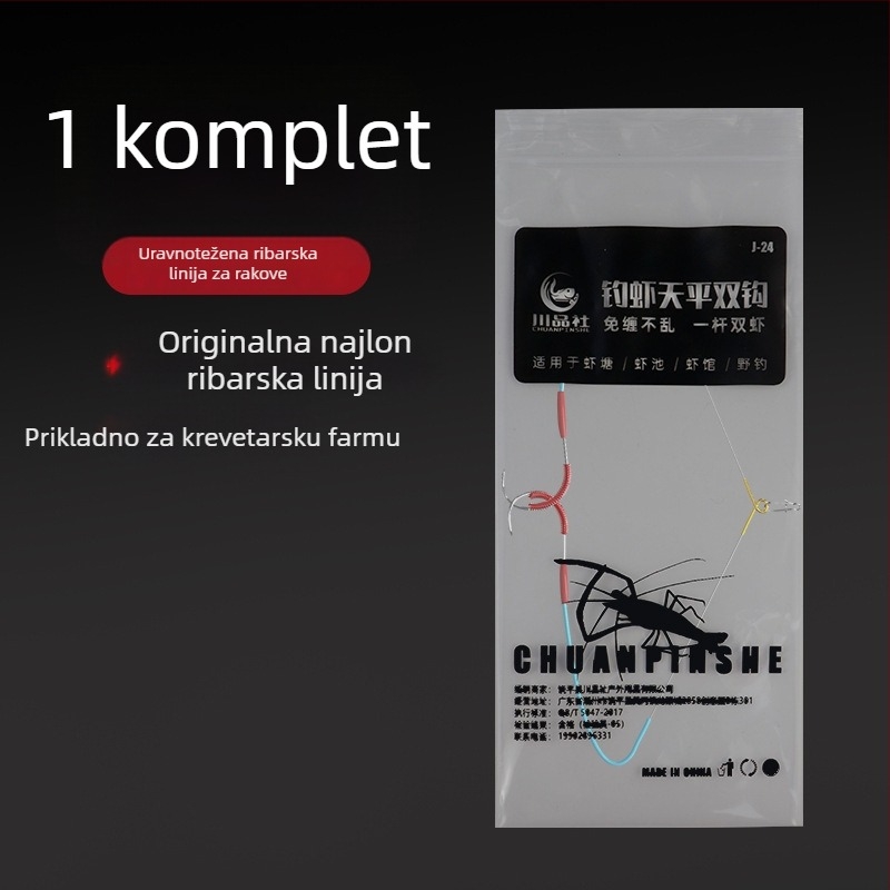 Set najlonske linije za lov škampi s dvostrukim udicama – najlon konac, za rakove i riječne škampi